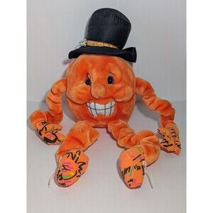 People Pals Jack-O-Lantern Top Hat Halloween Pumpkin Stuffed Toy Doll Plush VTG